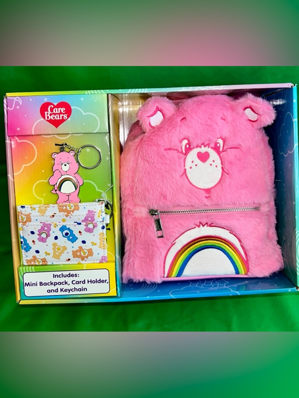 Care Bears CHEER Gift Set Backpack + purse ID Card Wallet + Keychain NEW🔥NIB!